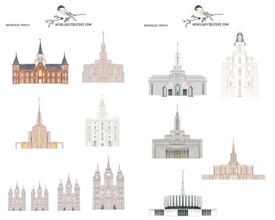 Watercolor Temple Stickers