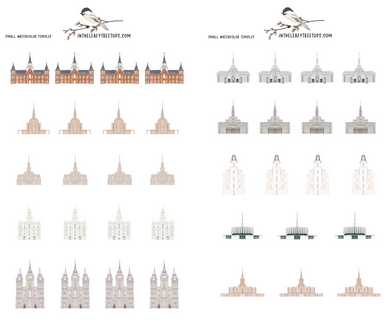 Small Watercolor Temple Stickers