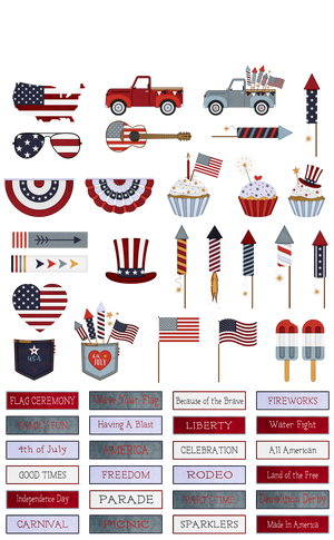 Stars and Stripes Stickers - Set of 4